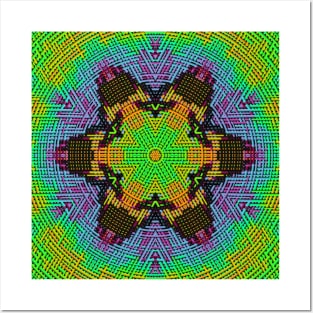 Weave Mandala Green Orange and Purple Posters and Art